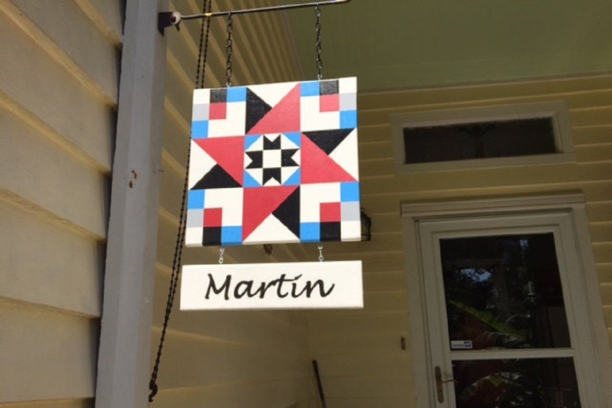 11. Hanging Flag Barn Quilt