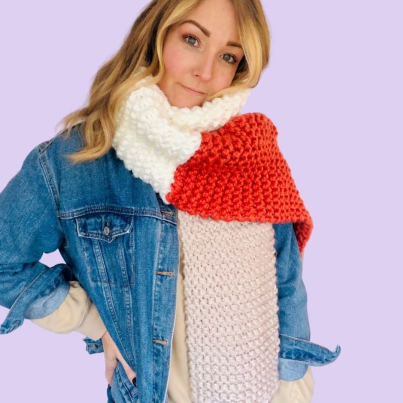 Tri-Colour Super Chunky Scarf Knit Kit