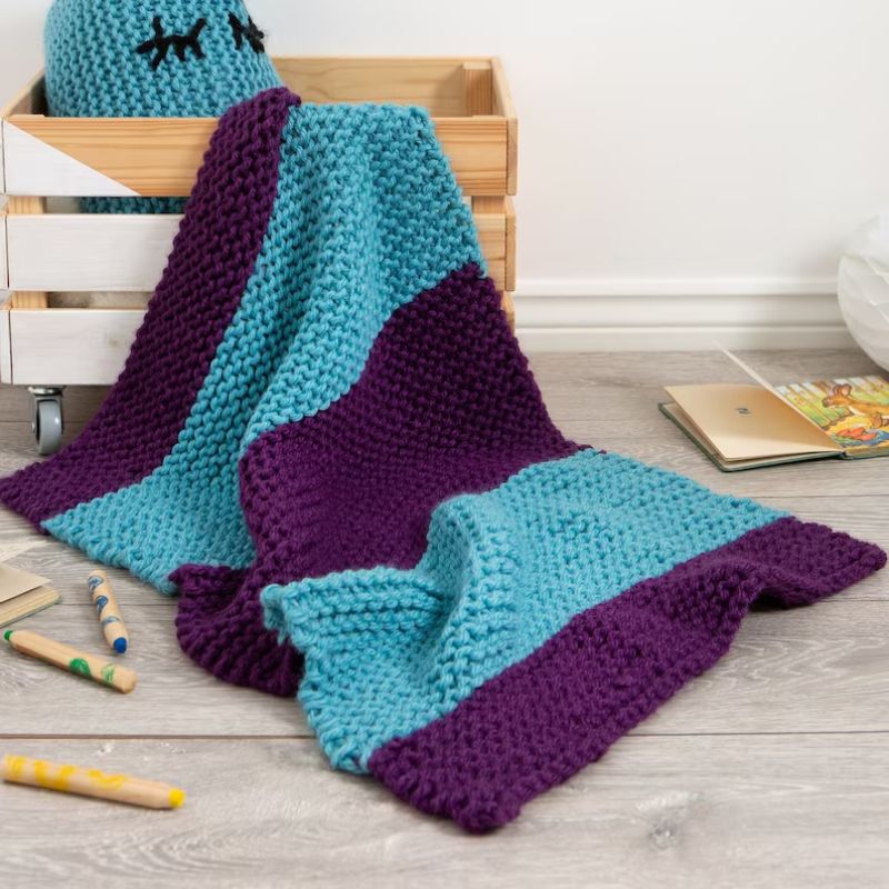 Beginners Striped Blanket Knitting Kit